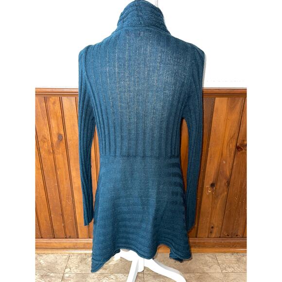 Womens Hekla & Co Dark Teal Wool‎ Blend Open Front Cardigan Sweater Size Large - Picture 5 of 8